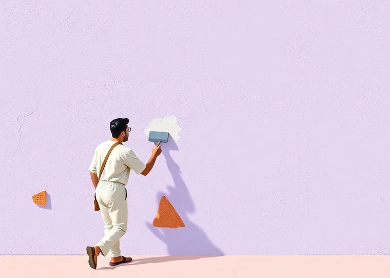 Application d'un enduit décoratif à la lisseuse sur un mur